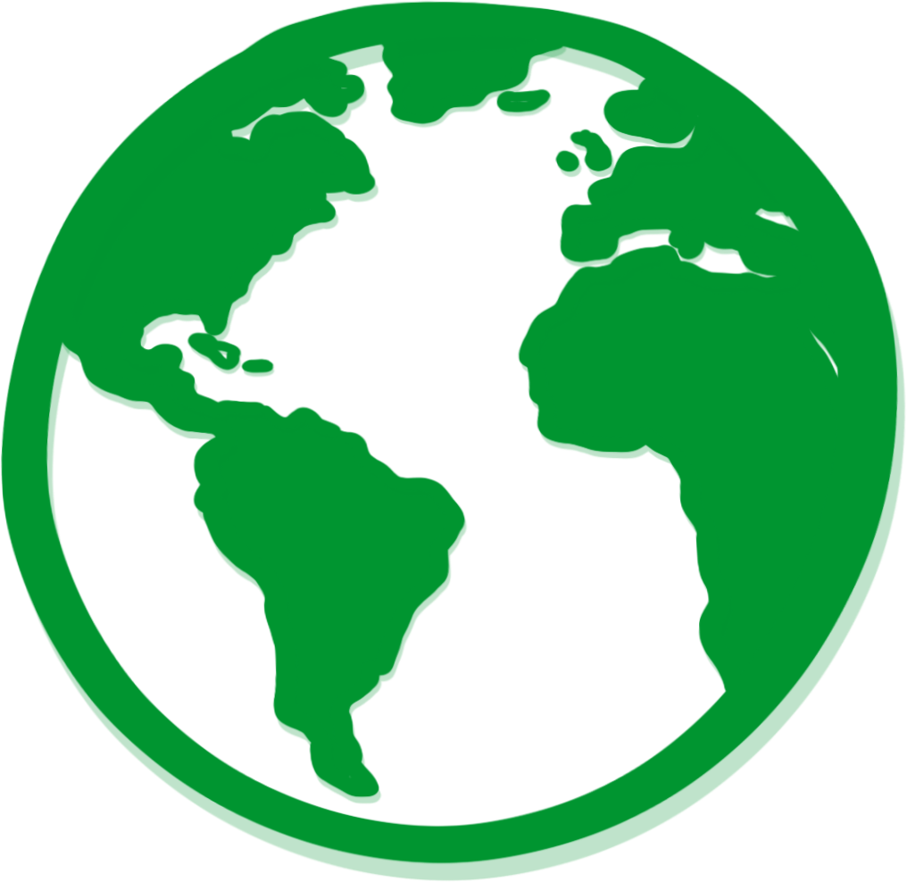 Icon einer stilisierten Weltkugel mit Kontinenten