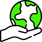 Hand hält eine Weltkugel als Symbol für Verantwortung und nachhaltiges Handeln